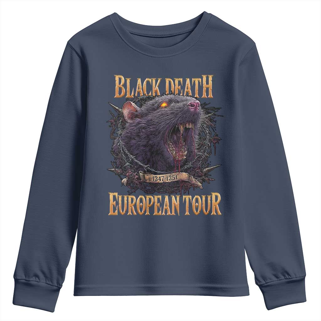Black Death European Tour Youth Sweatshirt Plague Rat Medieval History Alternative Art TS10 Navy Print Your Wear
