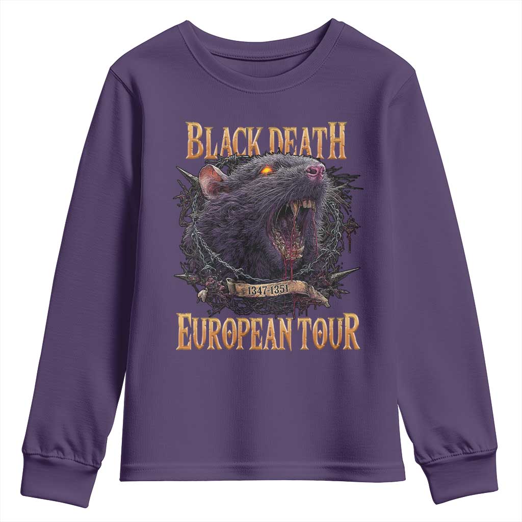 Black Death European Tour Youth Sweatshirt Plague Rat Medieval History Alternative Art TS10 Purple Print Your Wear