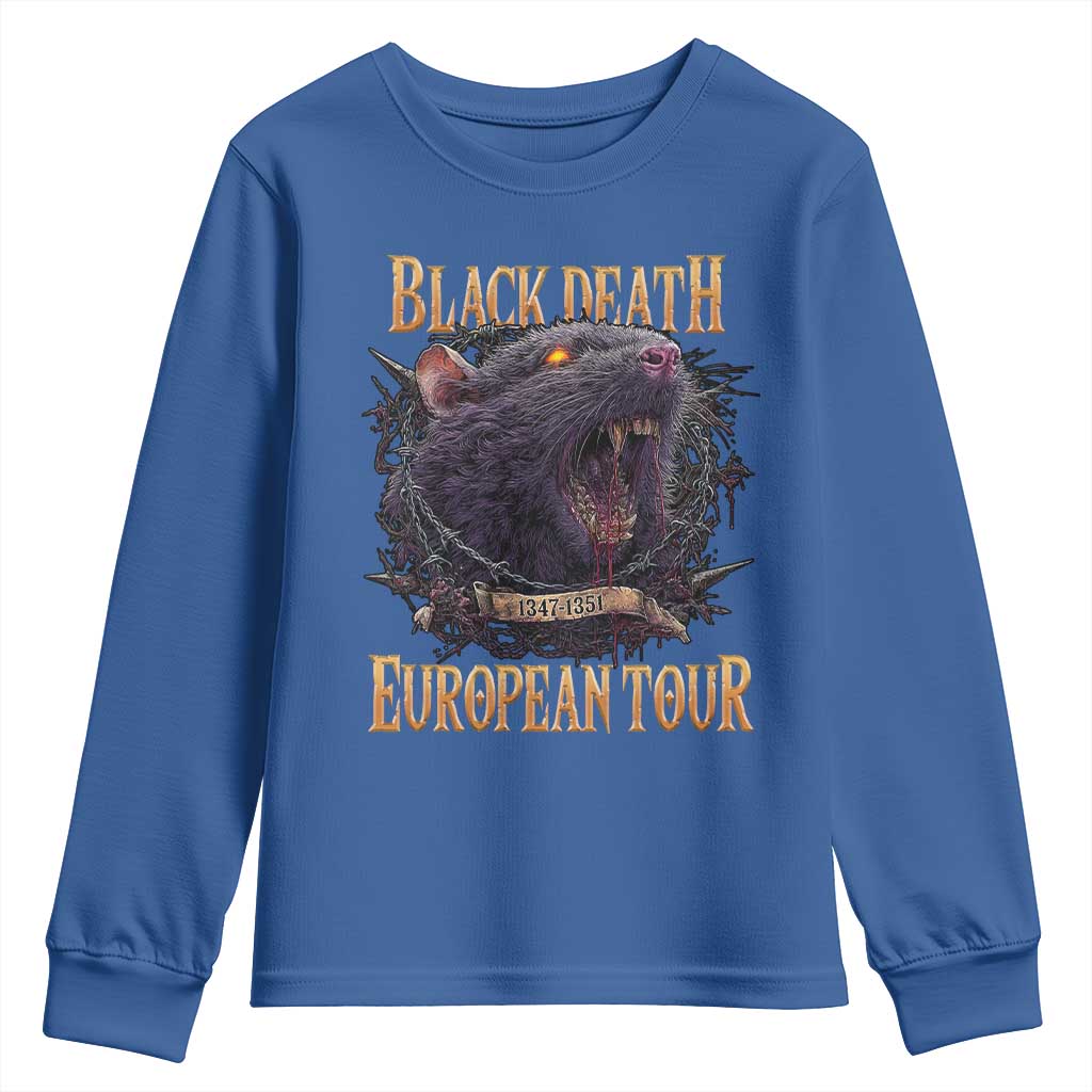 Black Death European Tour Youth Sweatshirt Plague Rat Medieval History Alternative Art TS10 Royal Blue Print Your Wear