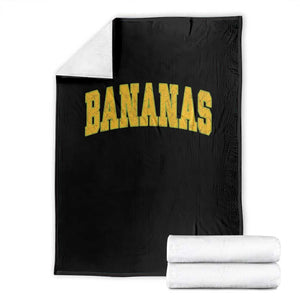 Funny Retro Bananas Throw Blanket Vintage Banana Gifts Yellow Varsity TS10 Black Print Your Wear