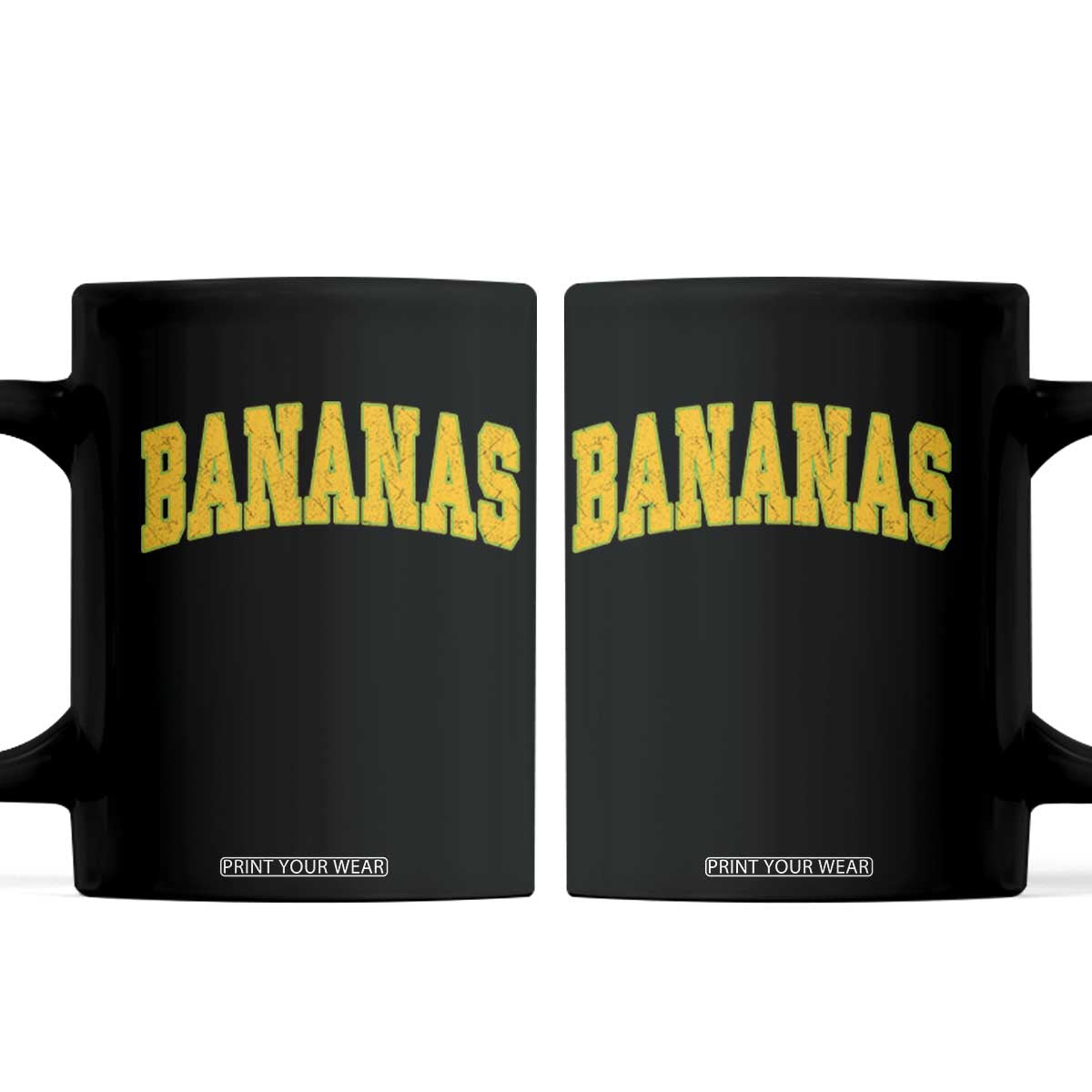Funny Retro Bananas Coffee Mug Vintage Banana Gifts Yellow Varsity TS10 Black Print Your Wear