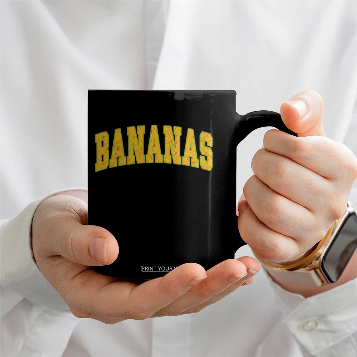 Funny Retro Bananas Coffee Mug Vintage Banana Gifts Yellow Varsity TS10 Print Your Wear