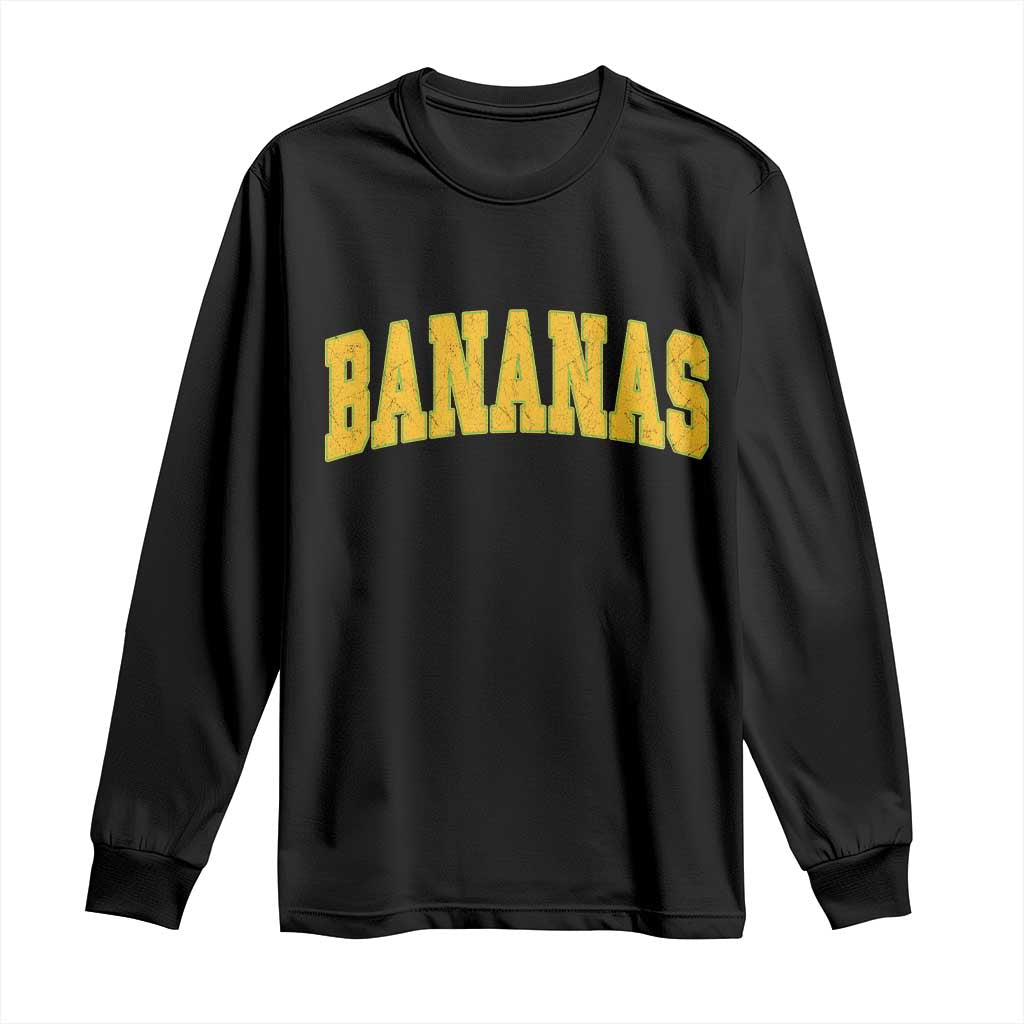 Funny Retro Bananas Long Sleeve Shirt Vintage Banana Gifts Yellow Varsity TS10 Black Print Your Wear
