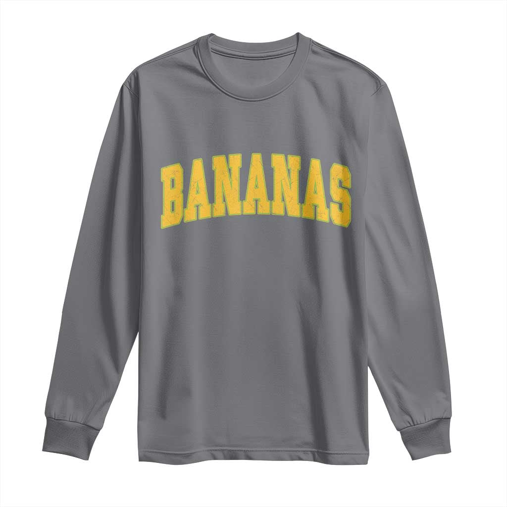 Funny Retro Bananas Long Sleeve Shirt Vintage Banana Gifts Yellow Varsity TS10 Charcoal Print Your Wear
