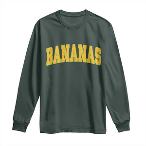 Funny Retro Bananas Long Sleeve Shirt Vintage Banana Gifts Yellow Varsity TS10 Dark Forest Green Print Your Wear