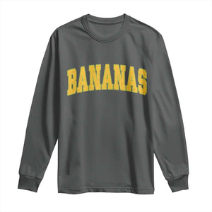 Funny Retro Bananas Long Sleeve Shirt Vintage Banana Gifts Yellow Varsity TS10 Dark Heather Print Your Wear