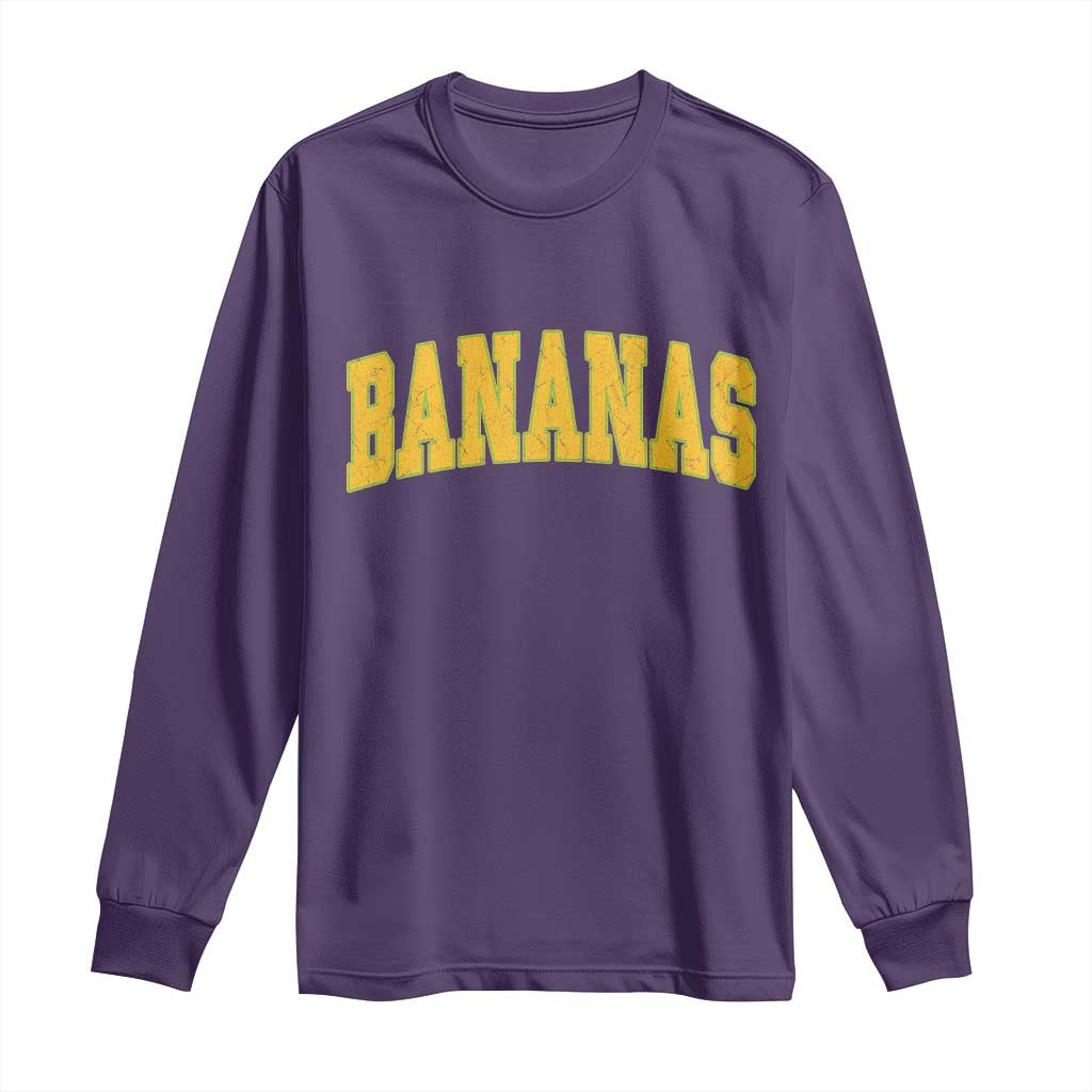 Funny Retro Bananas Long Sleeve Shirt Vintage Banana Gifts Yellow Varsity TS10 Purple Print Your Wear