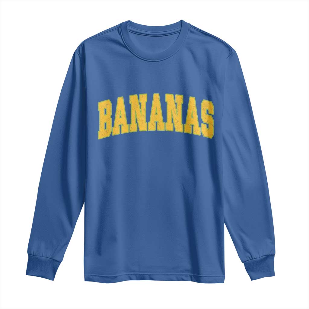 Funny Retro Bananas Long Sleeve Shirt Vintage Banana Gifts Yellow Varsity TS10 Royal Blue Print Your Wear