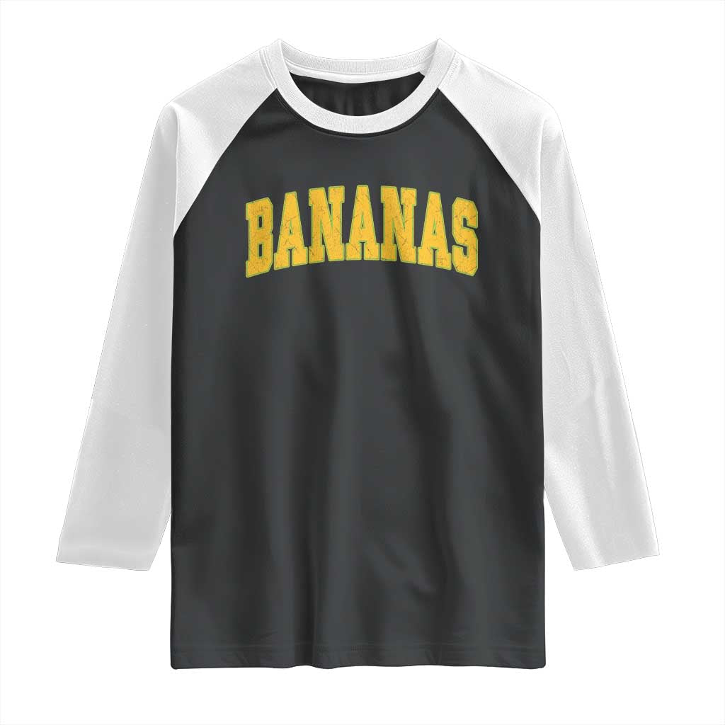 Funny Retro Bananas Raglan Shirt Vintage Banana Gifts Yellow Varsity TS10 Black White Print Your Wear