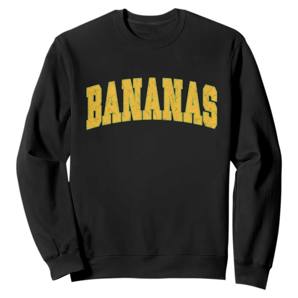 Funny Retro Bananas Sweatshirt Vintage Banana Gifts Yellow Varsity TS10 Black Print Your Wear