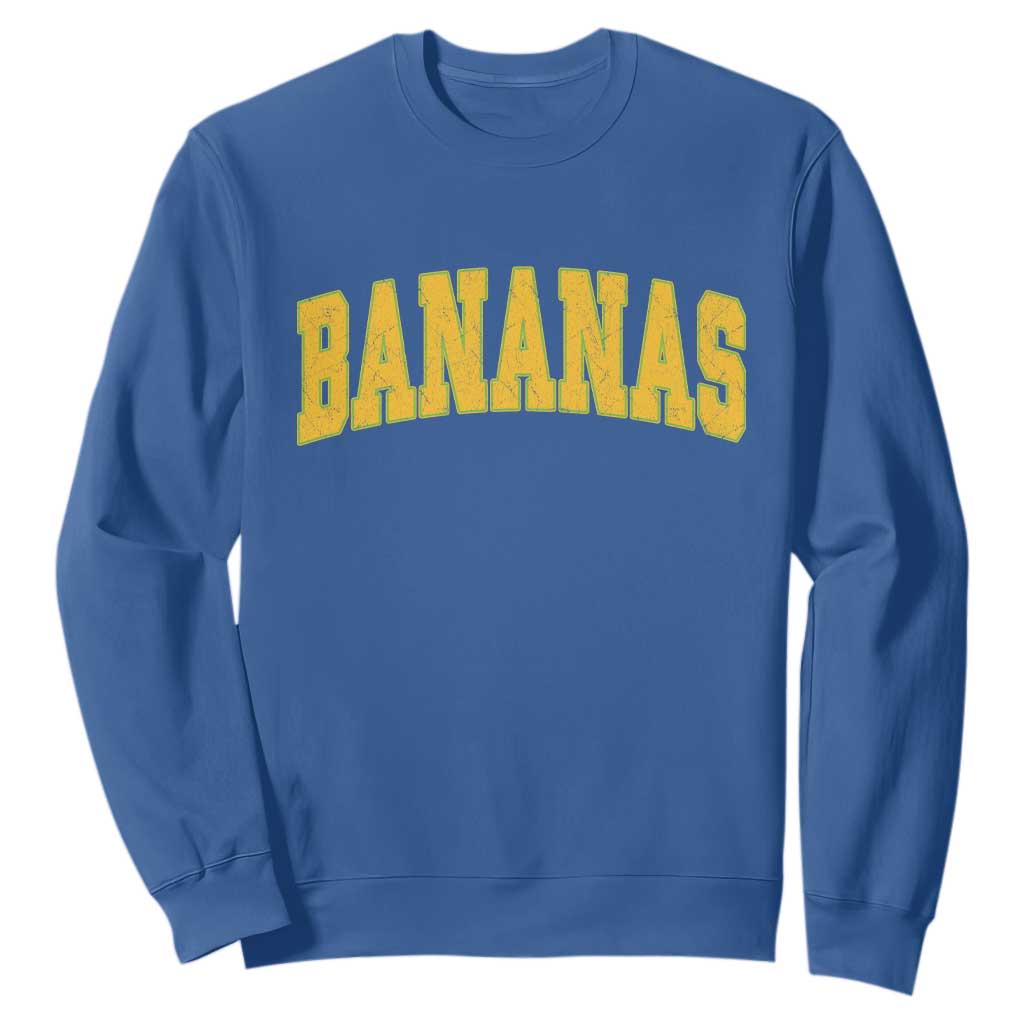 Funny Retro Bananas Sweatshirt Vintage Banana Gifts Yellow Varsity TS10 Royal Blue Print Your Wear