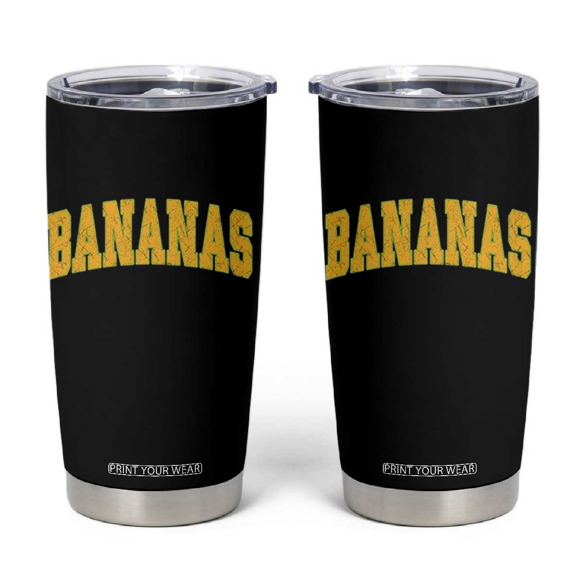 Funny Retro Bananas Tumbler Cup Vintage Banana Gifts Yellow Varsity TS10 Black Print Your Wear