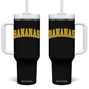 Funny Retro Bananas Tumbler With Handle Vintage Banana Gifts Yellow Varsity TS10 One Size: 40 oz Black Print Your Wear