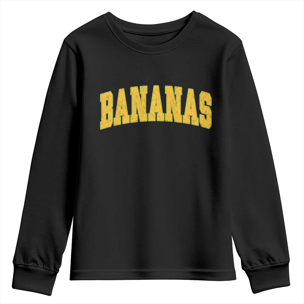 Funny Retro Bananas Youth Sweatshirt Vintage Banana Gifts Yellow Varsity TS10 Black Print Your Wear