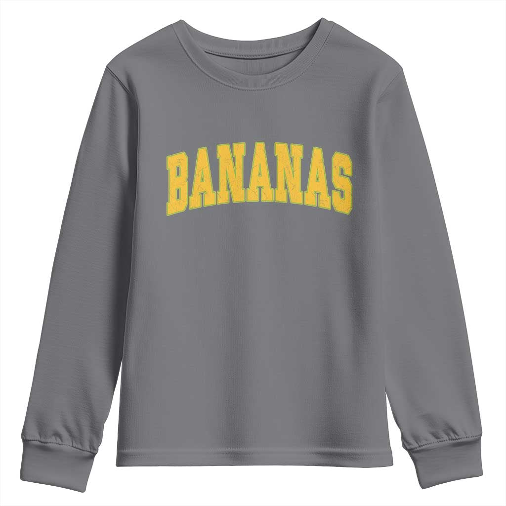 Funny Retro Bananas Youth Sweatshirt Vintage Banana Gifts Yellow Varsity TS10 Charcoal Print Your Wear