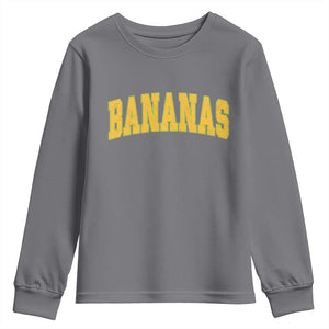 Funny Retro Bananas Youth Sweatshirt Vintage Banana Gifts Yellow Varsity TS10 Charcoal Print Your Wear