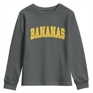 Funny Retro Bananas Youth Sweatshirt Vintage Banana Gifts Yellow Varsity TS10 Dark Heather Print Your Wear