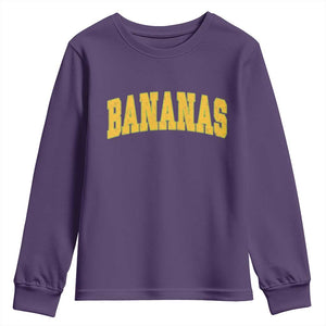 Funny Retro Bananas Youth Sweatshirt Vintage Banana Gifts Yellow Varsity TS10 Purple Print Your Wear