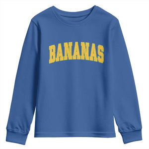 Funny Retro Bananas Youth Sweatshirt Vintage Banana Gifts Yellow Varsity TS10 Royal Blue Print Your Wear