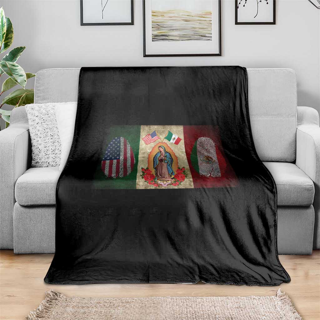 Mexico Flag Throw Blanket Virgin Mary Mexican American Patriotic Mexican Roots TS10 Print Your Wear