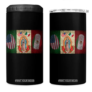 Mexico Flag 4 in 1 Can Cooler Tumbler Virgin Mary Mexican American Patriotic Mexican Roots TS10 One Size: 16 oz Black Print Your Wear
