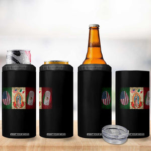 Mexico Flag 4 in 1 Can Cooler Tumbler Virgin Mary Mexican American Patriotic Mexican Roots TS10 Print Your Wear