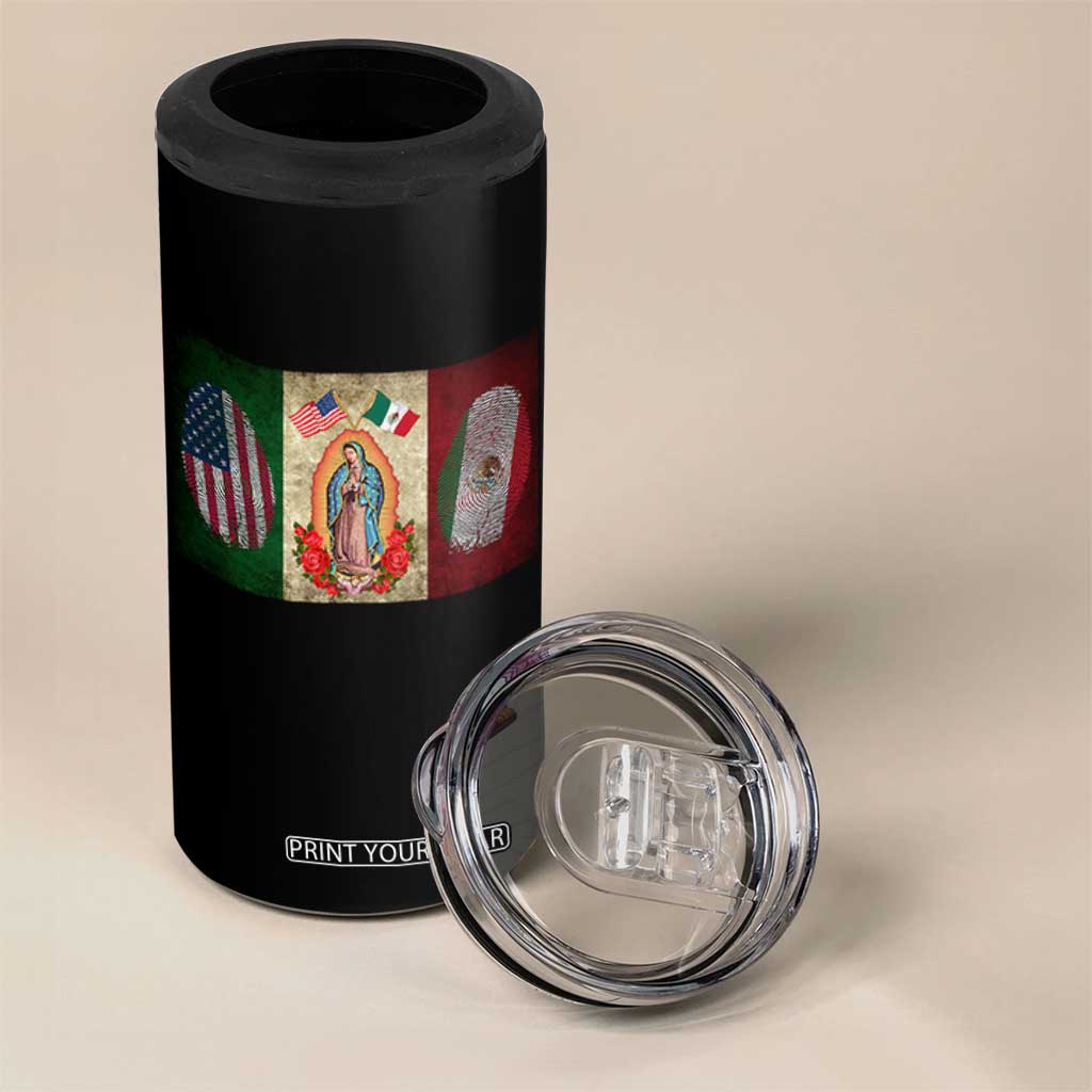 Mexico Flag 4 in 1 Can Cooler Tumbler Virgin Mary Mexican American Patriotic Mexican Roots TS10 Print Your Wear