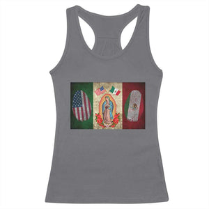 Mexico Flag Racerback Tank Top Virgin Mary Mexican American Patriotic Mexican Roots TS10 Charcoal Print Your Wear