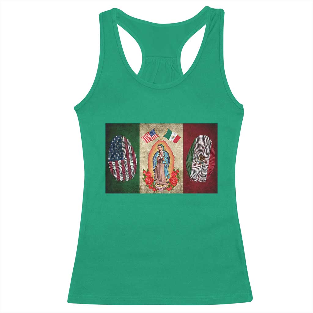 Mexico Flag Racerback Tank Top Virgin Mary Mexican American Patriotic Mexican Roots TS10 Irish Green Print Your Wear