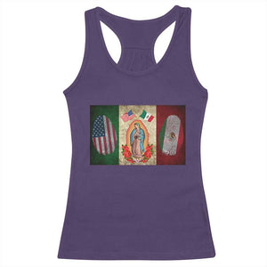 Mexico Flag Racerback Tank Top Virgin Mary Mexican American Patriotic Mexican Roots TS10 Purple Print Your Wear