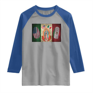 Mexico Flag Raglan Shirt Virgin Mary Mexican American Patriotic Mexican Roots TS10 Sport Gray Royal Print Your Wear