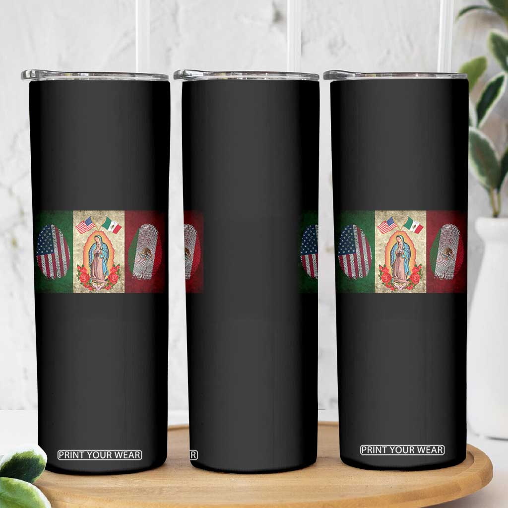 Mexico Flag Skinny Tumbler Virgin Mary Mexican American Patriotic Mexican Roots TS10 Print Your Wear