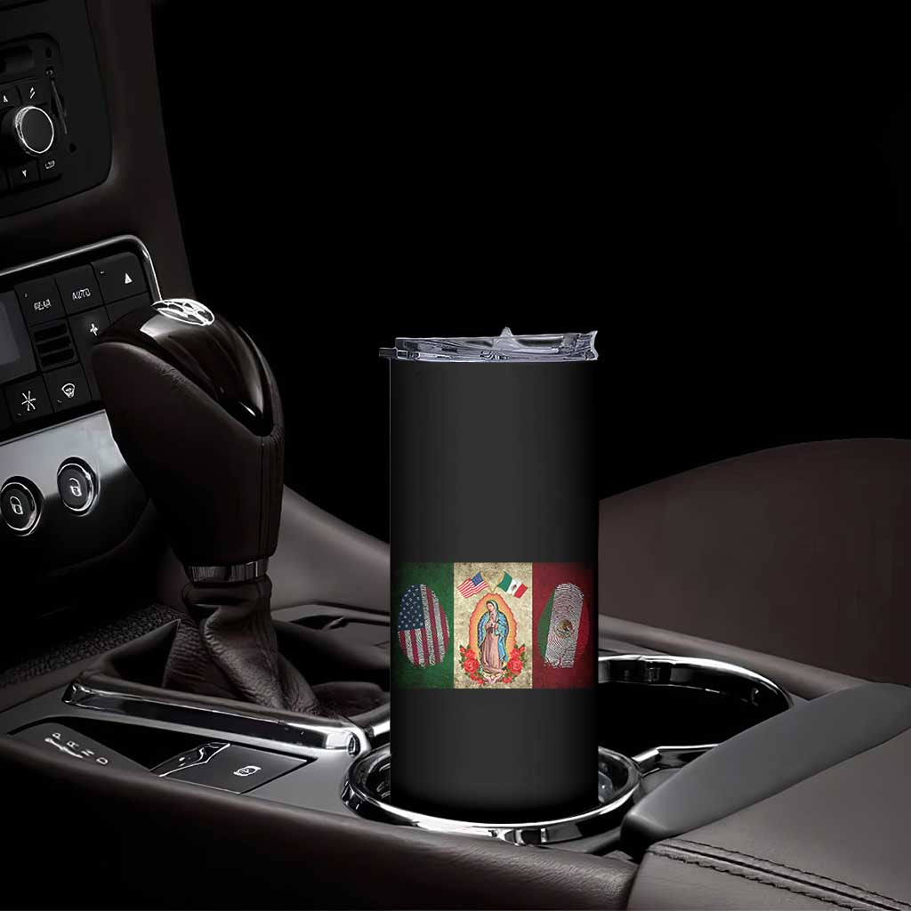 Mexico Flag Skinny Tumbler Virgin Mary Mexican American Patriotic Mexican Roots TS10 Print Your Wear