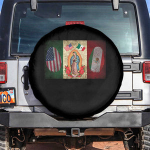 Mexico Flag Spare Tire Cover Virgin Mary Mexican American Patriotic Mexican Roots TS10 No hole Black Print Your Wear