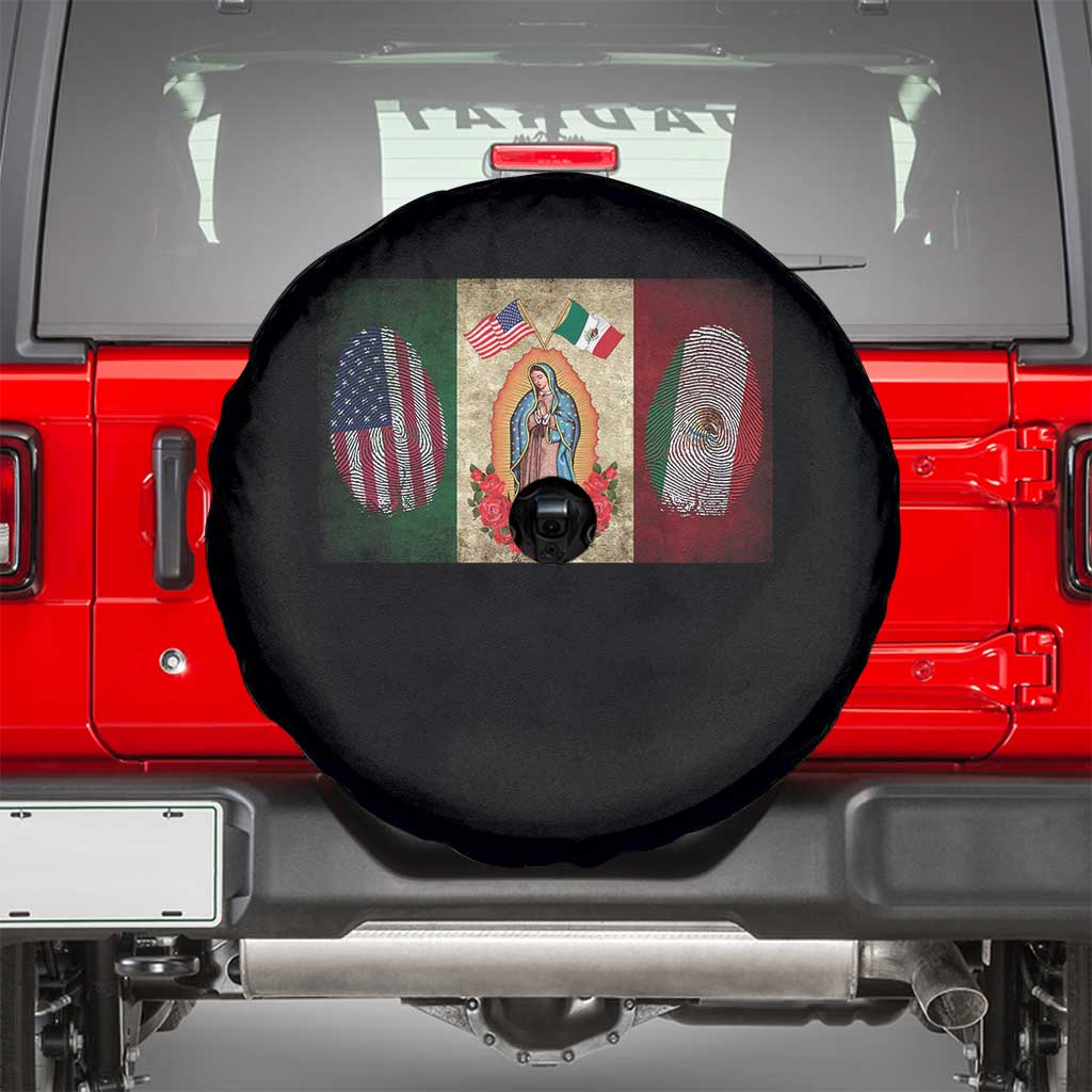 Mexico Flag Spare Tire Cover Virgin Mary Mexican American Patriotic Mexican Roots TS10 Black Print Your Wear