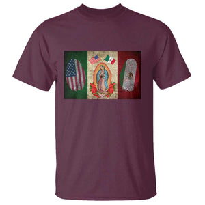 Mexico Flag T Shirt Virgin Mary Mexican American Patriotic Mexican Roots TS10 Maroon Print Your Wear