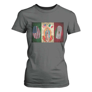 Mexico Flag T Shirt For Women Virgin Mary Mexican American Patriotic Mexican Roots TS10 Dark Heather Print Your Wear