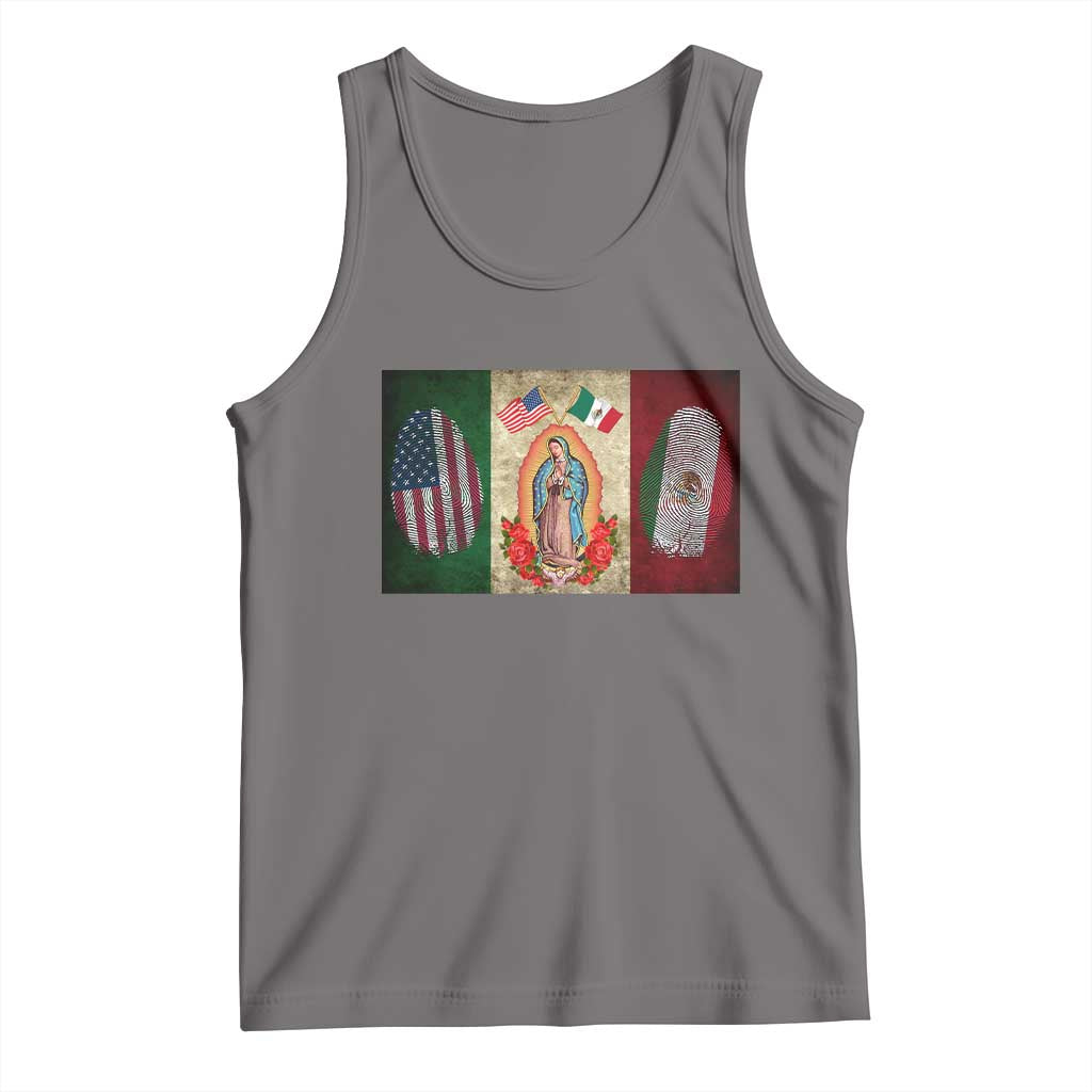 Mexico Flag Tank Top Virgin Mary Mexican American Patriotic Mexican Roots TS10 Deep Heather Print Your Wear
