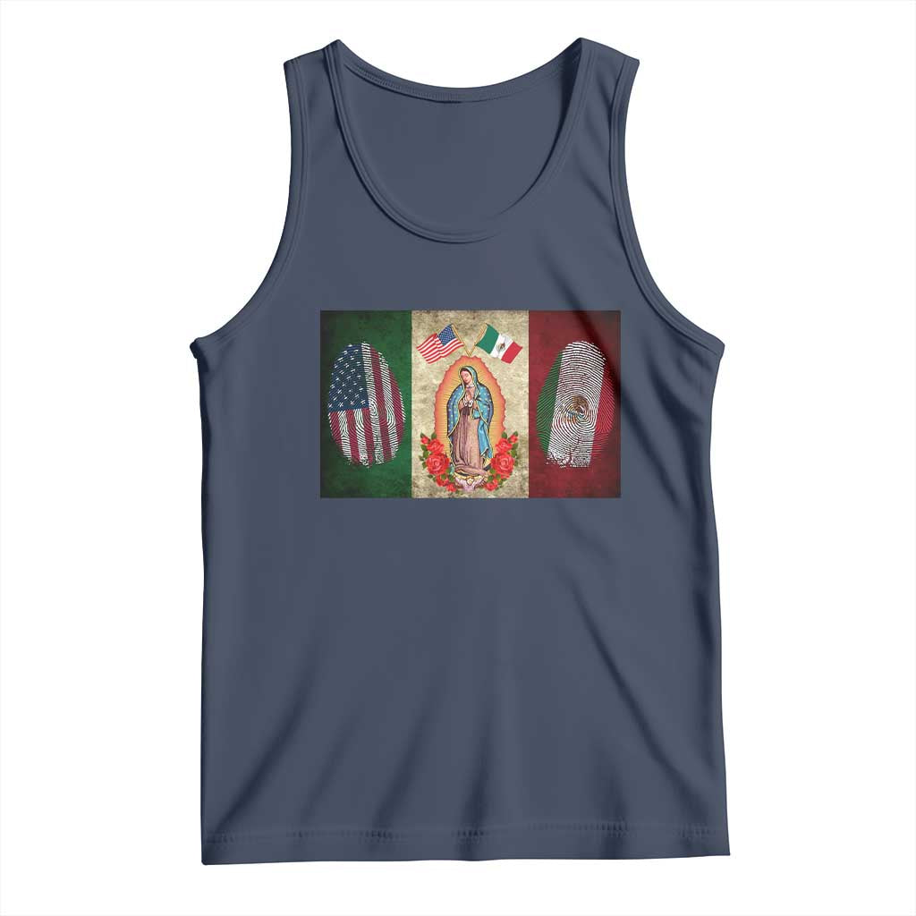 Mexico Flag Tank Top Virgin Mary Mexican American Patriotic Mexican Roots TS10 Navy Print Your Wear