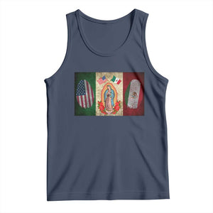 Mexico Flag Tank Top Virgin Mary Mexican American Patriotic Mexican Roots TS10 Navy Print Your Wear