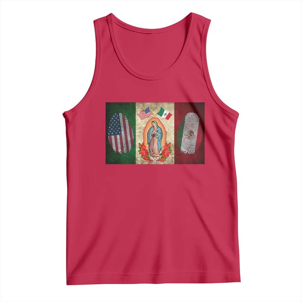 Mexico Flag Tank Top Virgin Mary Mexican American Patriotic Mexican Roots TS10 Red Print Your Wear