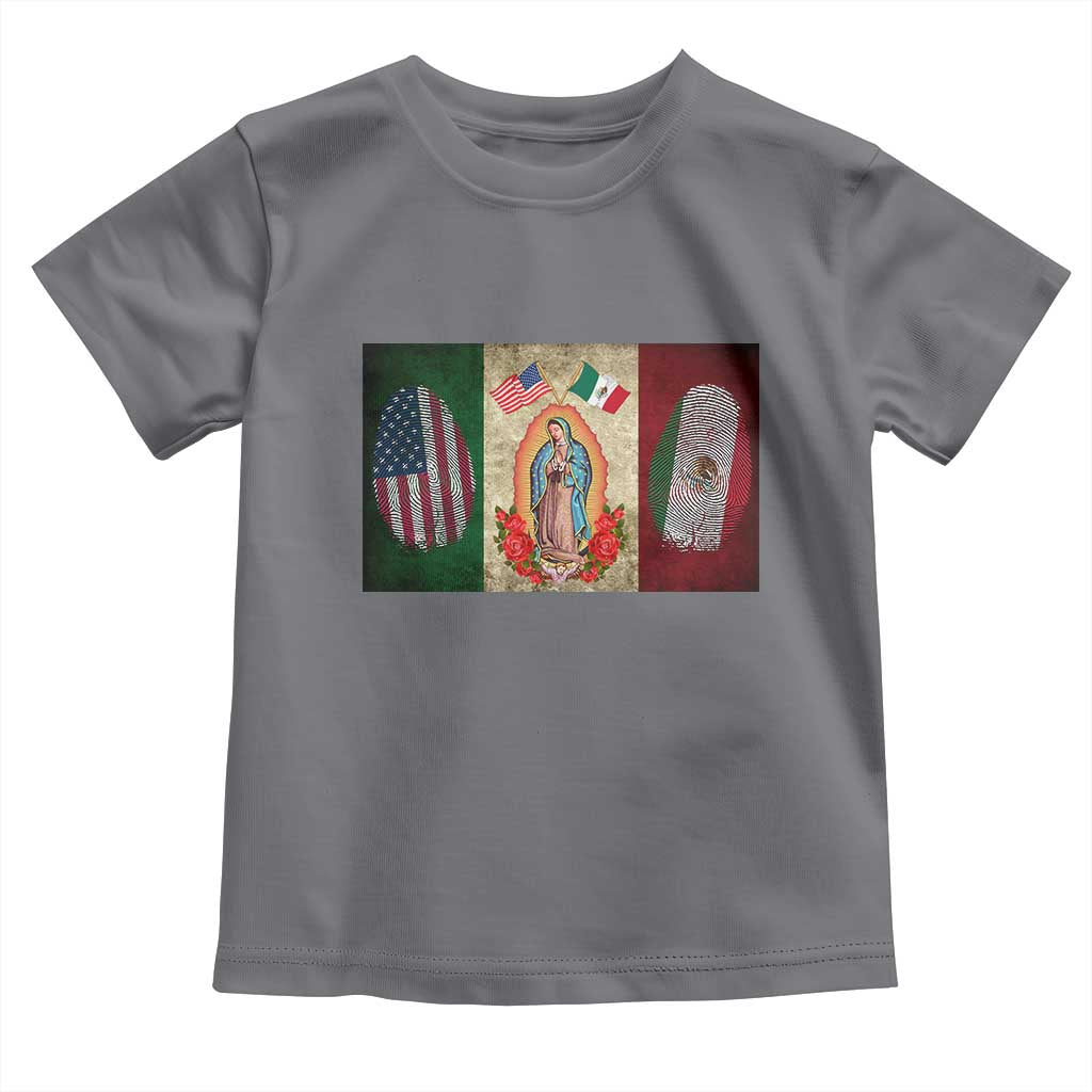 Mexico Flag Toddler T Shirt Virgin Mary Mexican American Patriotic Mexican Roots TS10 Charcoal Print Your Wear