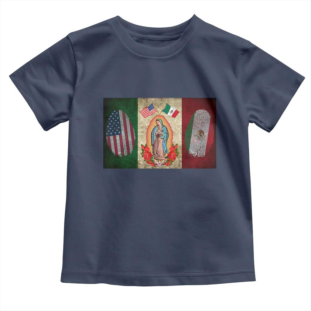 Mexico Flag Toddler T Shirt Virgin Mary Mexican American Patriotic Mexican Roots TS10 Navy Print Your Wear