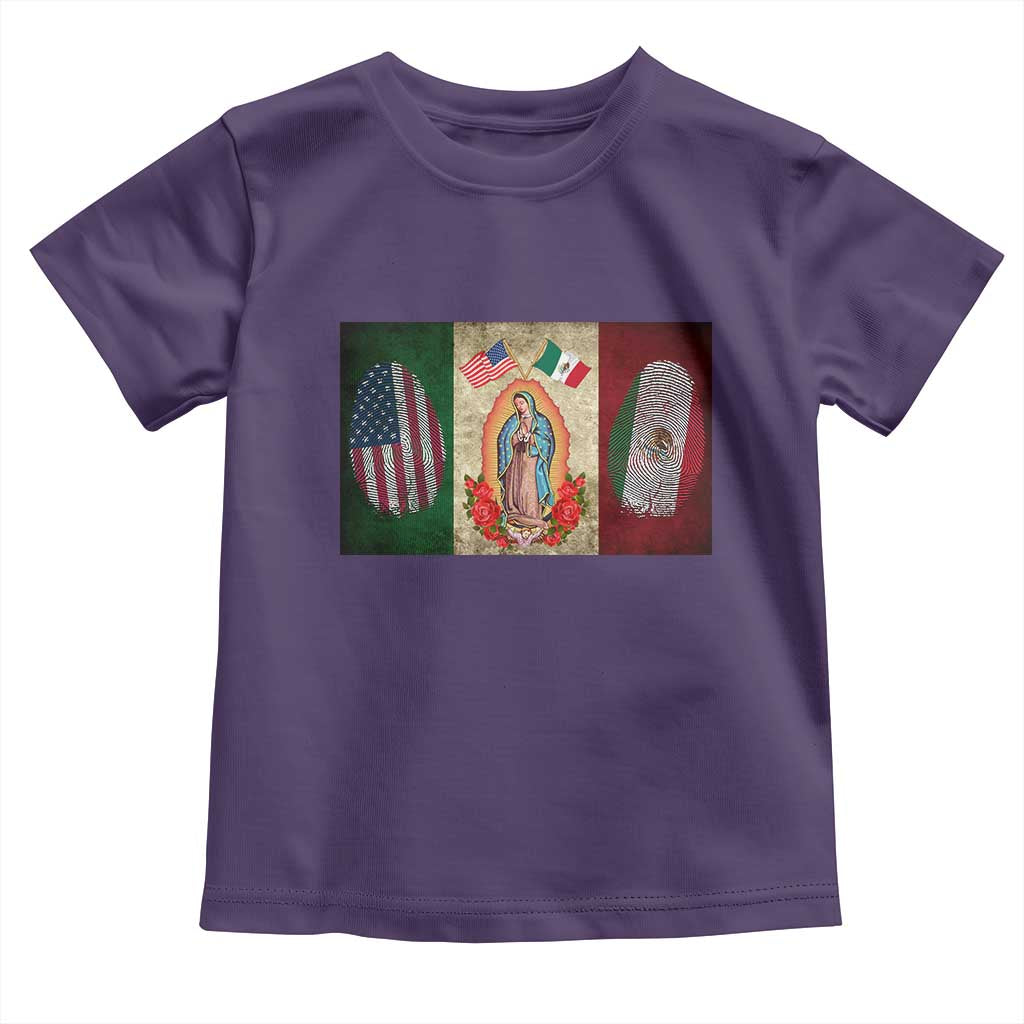 Mexico Flag Toddler T Shirt Virgin Mary Mexican American Patriotic Mexican Roots TS10 Purple Print Your Wear