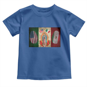 Mexico Flag Toddler T Shirt Virgin Mary Mexican American Patriotic Mexican Roots TS10 Royal Blue Print Your Wear