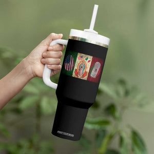 Mexico Flag Tumbler With Handle Virgin Mary Mexican American Patriotic Mexican Roots TS10 Print Your Wear