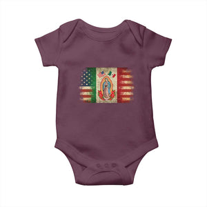 American Mexican Flag Baby Onesie Virgin Mary Mexico Heritage Mexican Roots TS10 Maroon Print Your Wear