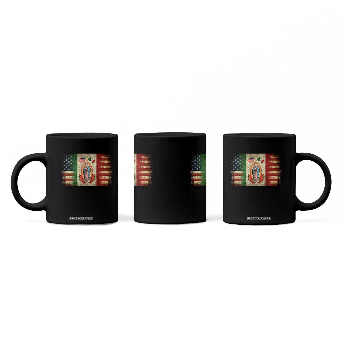 American Mexican Flag Coffee Mug Virgin Mary Mexico Heritage Mexican Roots TS10 Print Your Wear