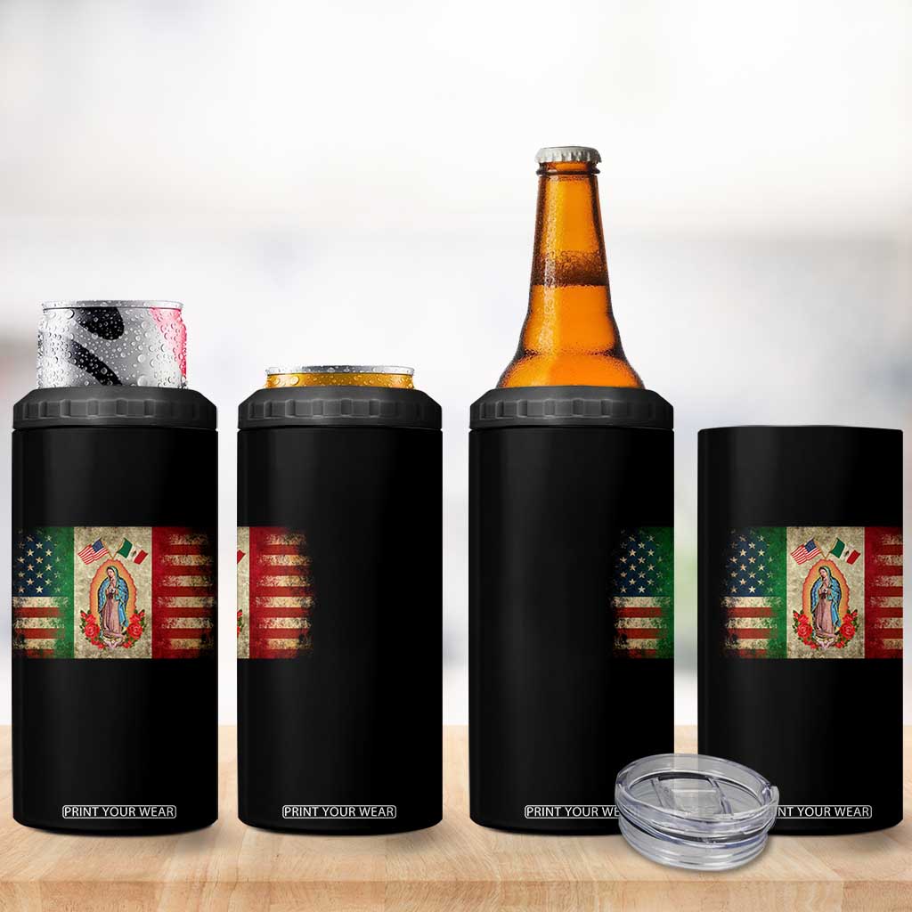 American Mexican Flag 4 in 1 Can Cooler Tumbler Virgin Mary Mexico Heritage Mexican Roots TS10 Print Your Wear