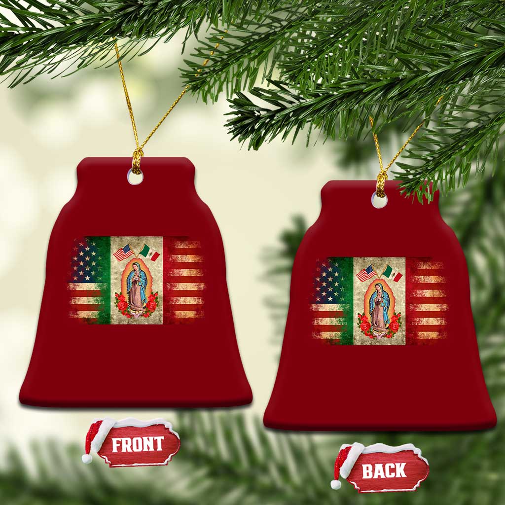 American Mexican Flag Ceramic Ornament Virgin Mary Mexico Heritage Mexican Roots TS10 Print Your Wear